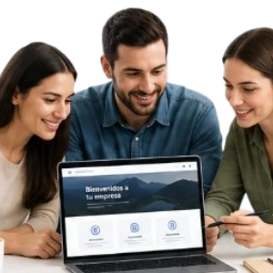 Equipo trabajando en propuesta de sitio web personalizado para empresa